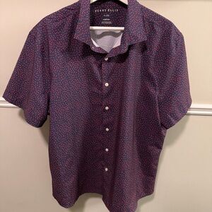 Perry Ellis Stretch Chili Pepper Print Shirt Men’s XL Short Sleeve